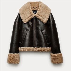Zara Shearling Jacket brown faux coat